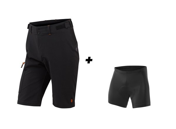 Cyklistické kraťasy KTM Factory Tour včetně vnitřichních kalhot s vložkou Black